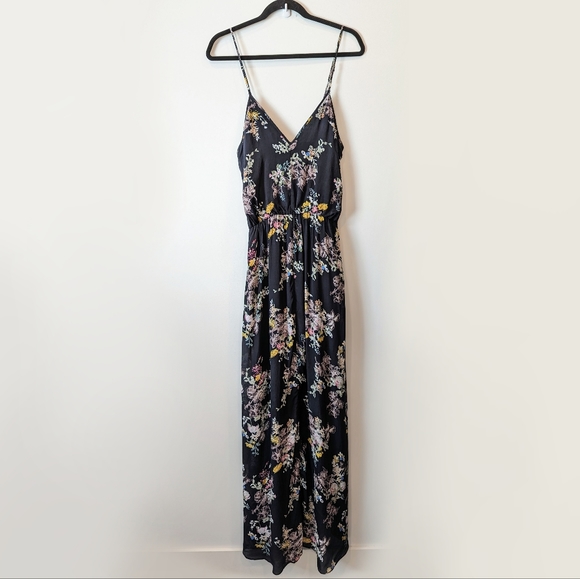 Karina Grimaldi Briana Crossover Maxi Dress in Black Garden - Picture 2 of 6